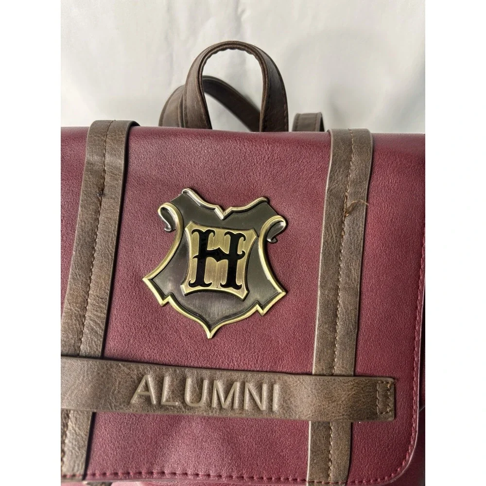 Harry Potter Hogwarts Alumni Maroon Faux Leather Backpack Handbag Purse